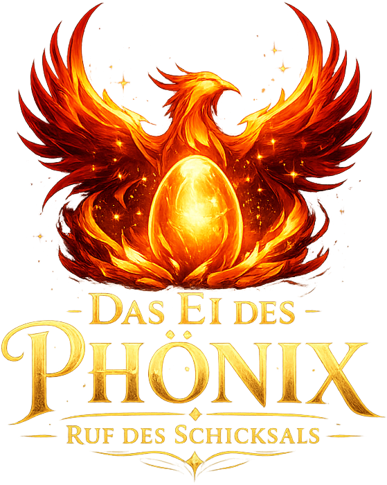 Logo mit dem Bild von einem Phönix und dem Schriftzug Das Ei des Phönix - Ruf des Schicksals